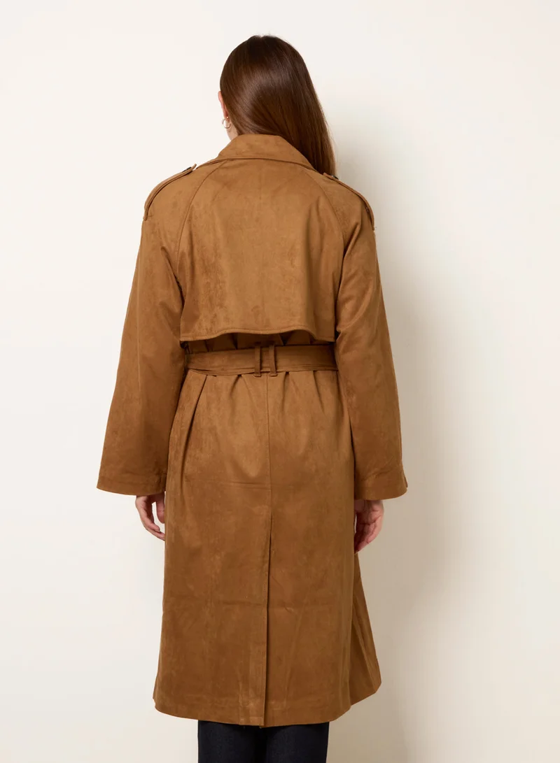 Blue Vanilla Suedette Trench Coat